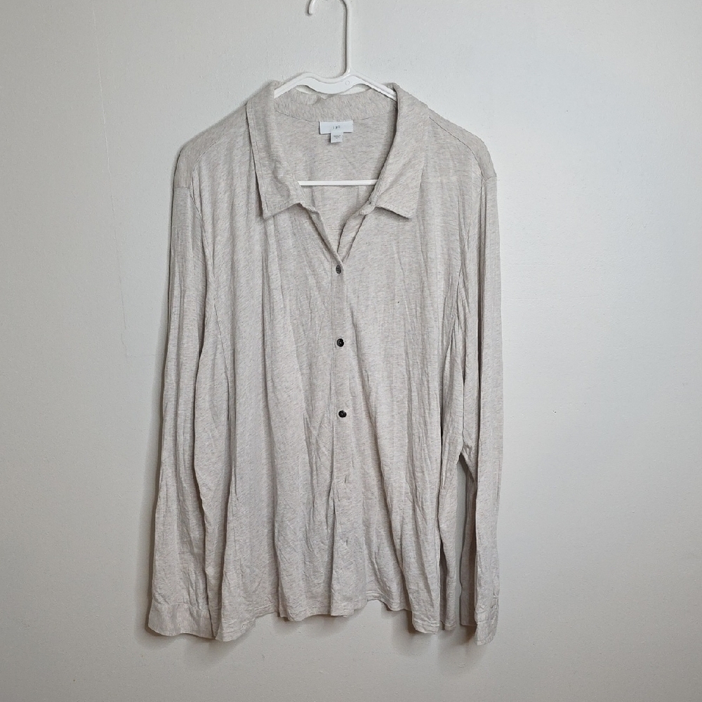 Casual Cream Button-Down Shirt for Men